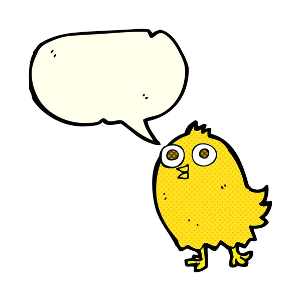 Dibujos animados pájaro feliz con burbuja de habla — Archivo Imágenes Vectoriales