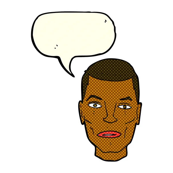 Dessin animé sérieux visage masculin avec bulle de parole — Image vectorielle