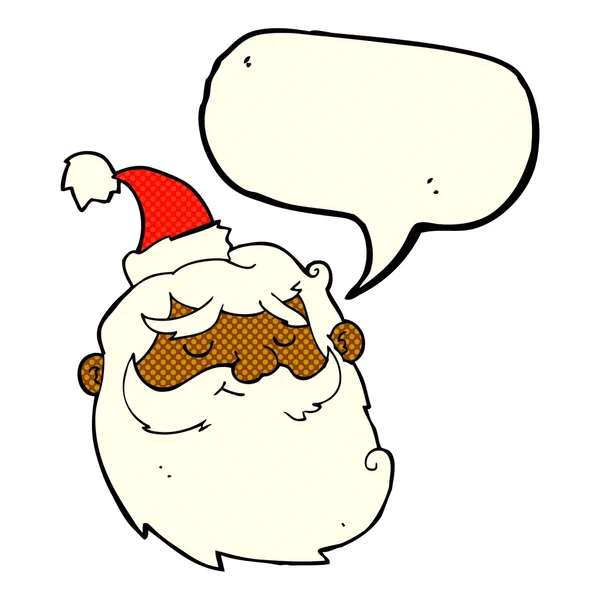 Мультяшний Санта Клаус обличчя з бульбашкою мовлення — стоковий вектор