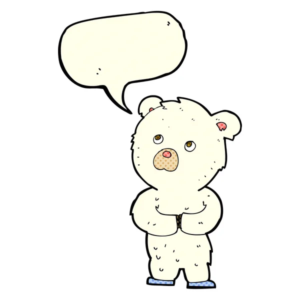 Cartoon polar bear cub med pratbubblan — Stock vektor