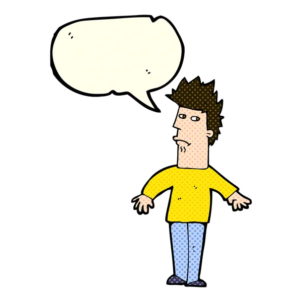 Dibujos animados hombre preocupado con la burbuja del habla — Archivo Imágenes Vectoriales