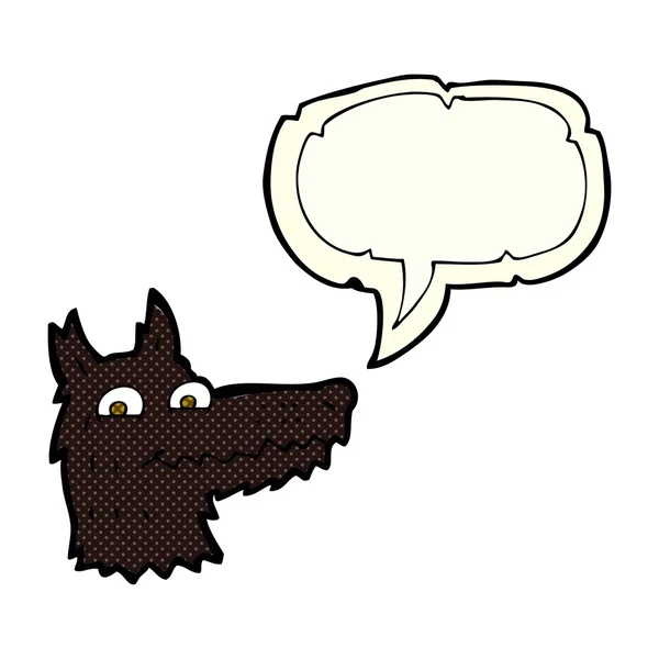 Cartoon wolf head with speech bubble — Stock Vector