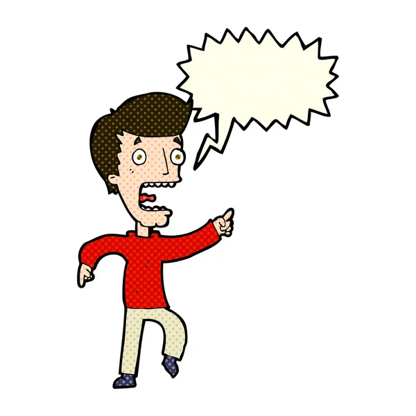 Hombre de dibujos animados aterrorizado con burbuja del habla — Vector de stock