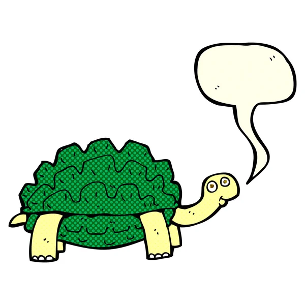 Kura-kura kartun dengan gelembung ucapan - Stok Vektor