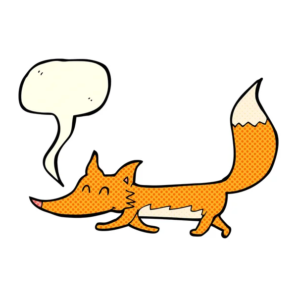 Dibujos animados pequeño zorro con burbuja de habla — Vector de stock