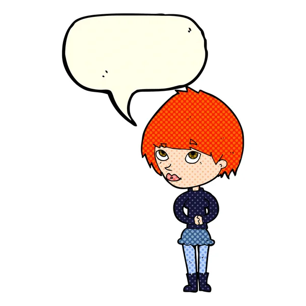 卡通神经质的女人，与讲话泡泡 — 图库矢量图片