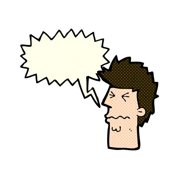 Kartun menekankan wajah dengan gelembung ucapan - Stok Vektor