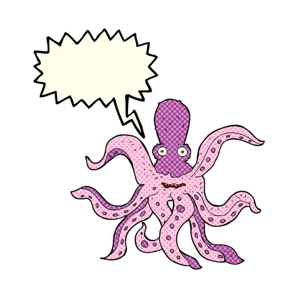 Pulpo gigante de dibujos animados con burbuja del habla — Archivo Imágenes Vectoriales