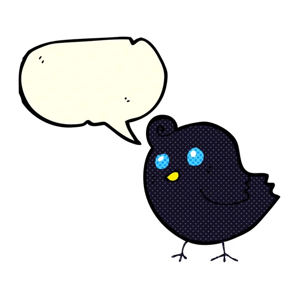 Pájaro de dibujos animados con burbuja del habla — Vector de stock