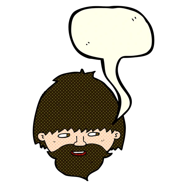 Cartoon bearded man with speech bubble — Stock Vector