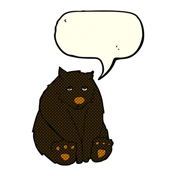 Cartoon unhappy black bear with speech bubble — Stock Vector