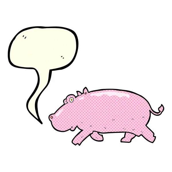 Dessin animé hippopotame avec bulle de parole — Image vectorielle