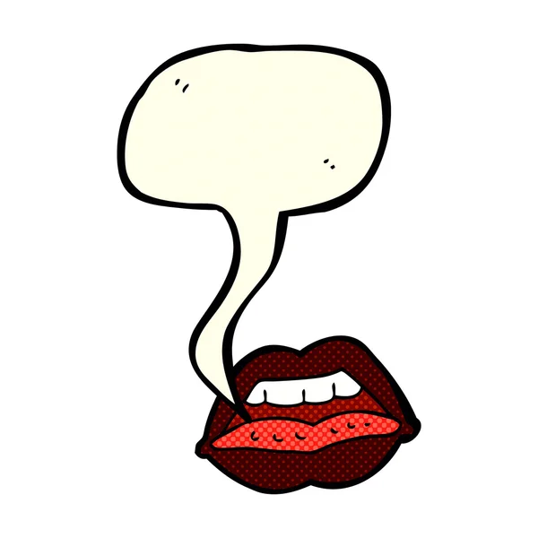 Cartoon sexy Lippen Symbol mit Sprechblase — Stockvektor