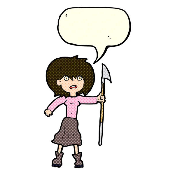 Mujer de dibujos animados con arpón con burbuja del habla — Archivo Imágenes Vectoriales