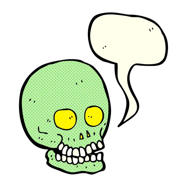 Cartoon schedel met spraakbel — Stockvector