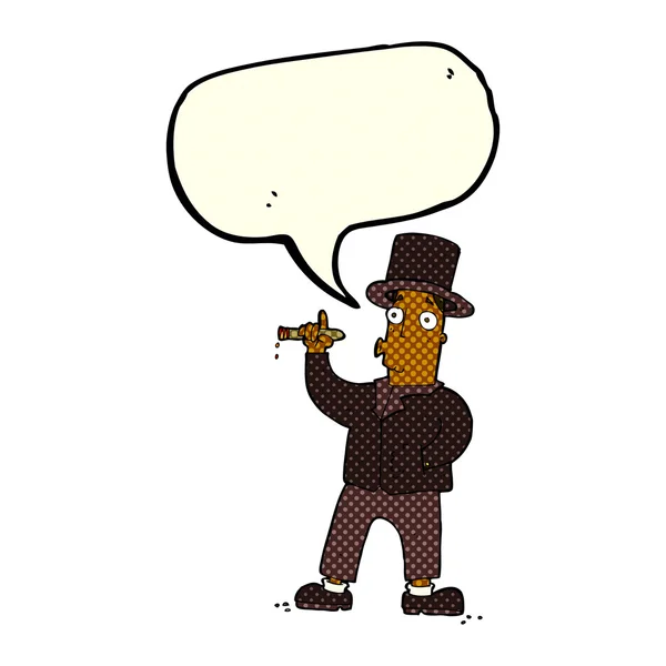 Dessin animé fumeur gentleman avec bulle de discours — Image vectorielle