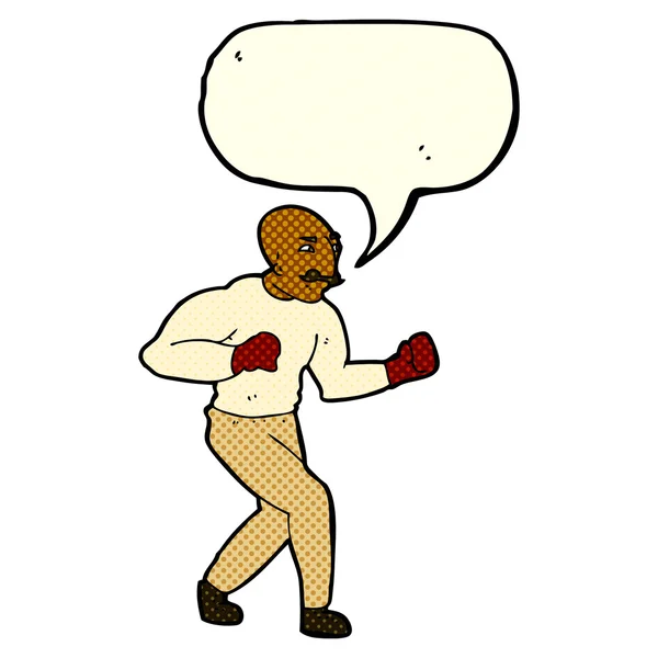 Boxer de dessin animé avec bulle de parole — Image vectorielle