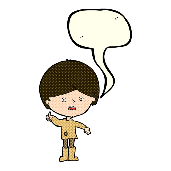 Dibujos animados infeliz chico con el habla burbuja — Archivo Imágenes Vectoriales