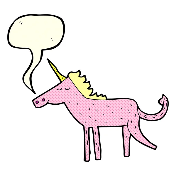 Cartoon unicorn with speech bubble — Stock Vector