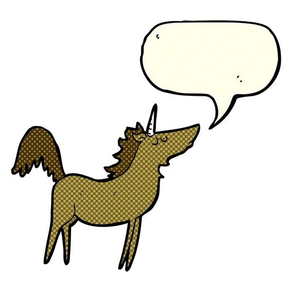 Unicornio de dibujos animados con burbuja del habla — Archivo Imágenes Vectoriales