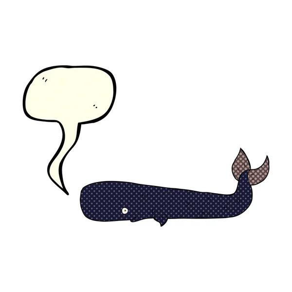 Cartoon whale with speech bubble — Stock Vector