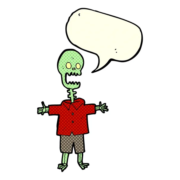Cartoon-Skelett mit Sprechblase — Stockvektor