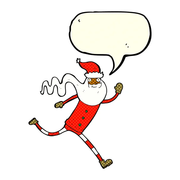 Çizgi film Noel Baba 'yı konuşma balonuyla çalıştırıyor — Stok Vektör