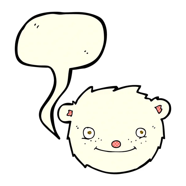 Testa dell'orso polare del fumetto con la bolla di discorso — Vettoriale Stock
