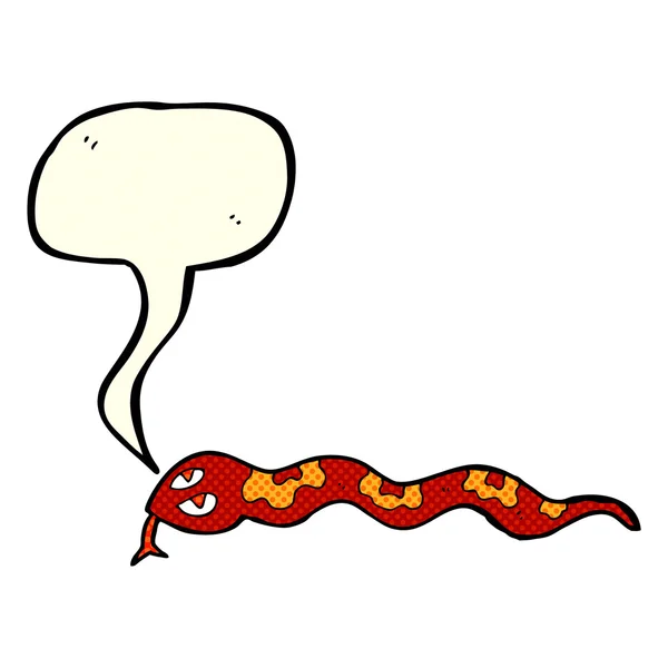 Dibujos animados siseando serpiente con burbuja del habla — Vector de stock