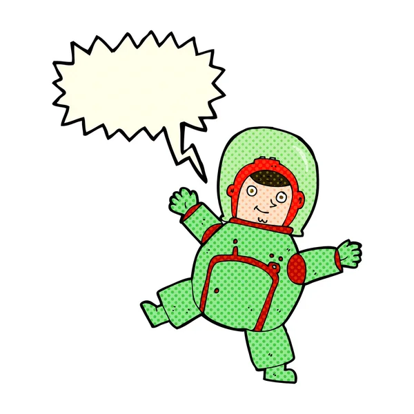 Astronauta de dibujos animados con burbuja de habla — Vector de stock