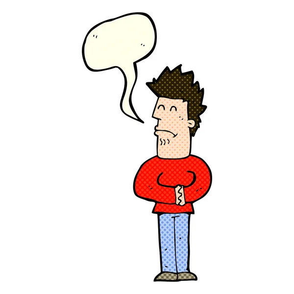 Cartoon nervous man with speech bubble — Stock Vector