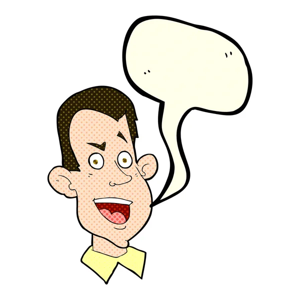 Cartoon male face with speech bubble — Stock Vector