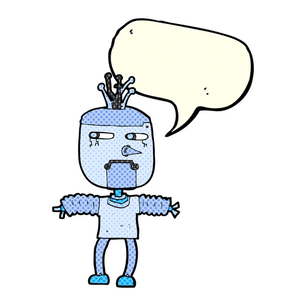 Robot del fumetto con la bolla di discorso — Vettoriale Stock