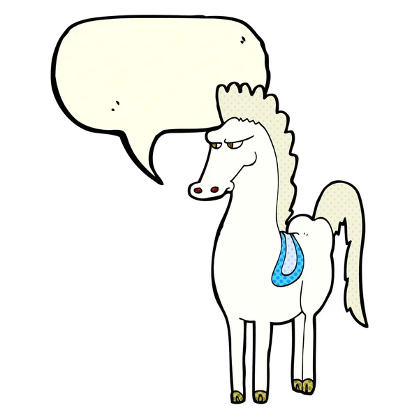 Cartoon horse with speech bubble — Stock Vector