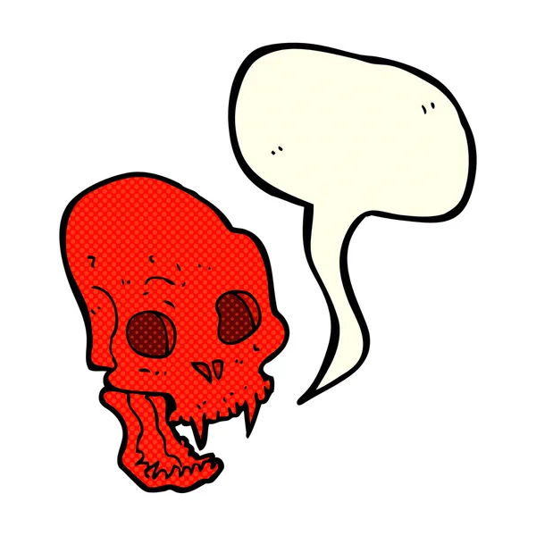 Crâne de vampire effrayant de dessin animé avec bulle de parole — Image vectorielle