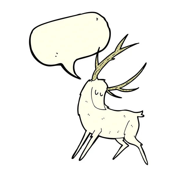 Karikatur weißer Hirsch mit Sprechblase — Stockvektor