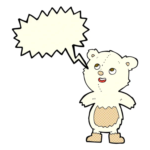 Oso polar de dibujos animados con burbuja de habla — Vector de stock