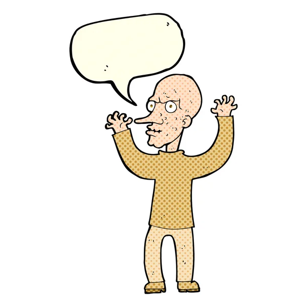 Cartone animato uomo medio con bolla discorso — Vettoriale Stock