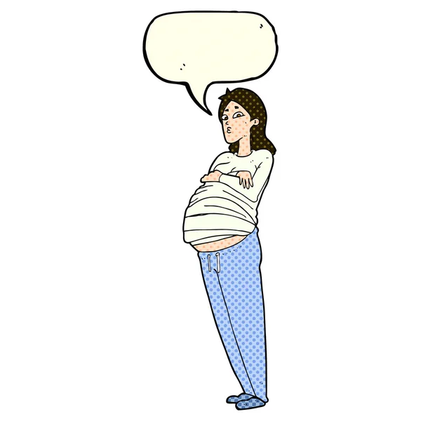 Kreslený těhotná žena s balónem — Stockový vektor