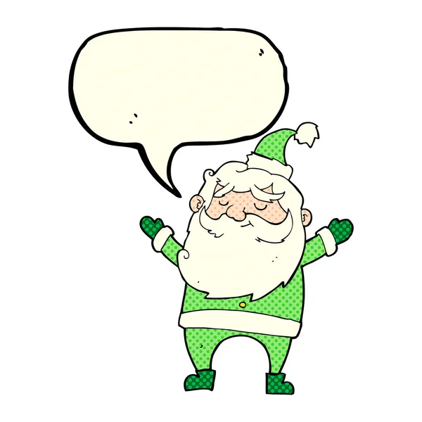 Cartoon happy santa claus with speech bubble — Stock Vector