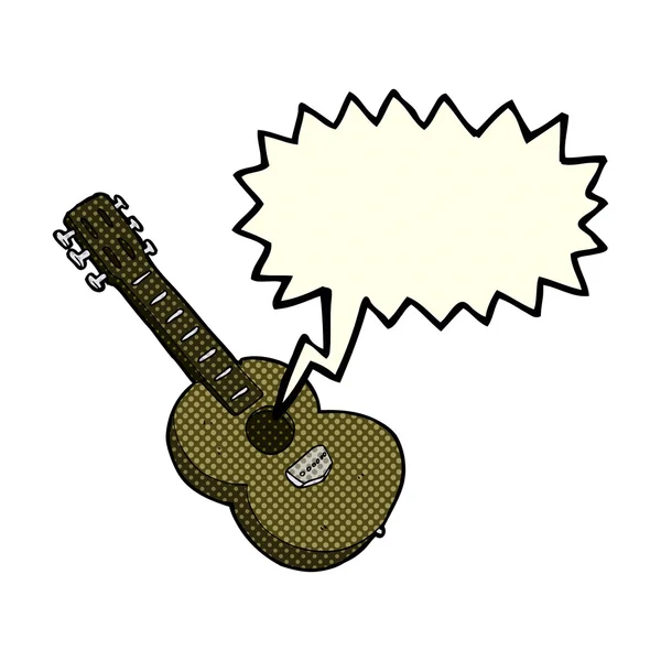 Guitarra de dibujos animados con burbuja del habla — Vector de stock