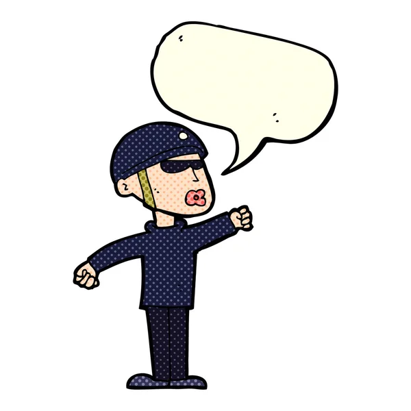 Cartoon Sicherheitsmann mit Sprechblase — Stockvektor