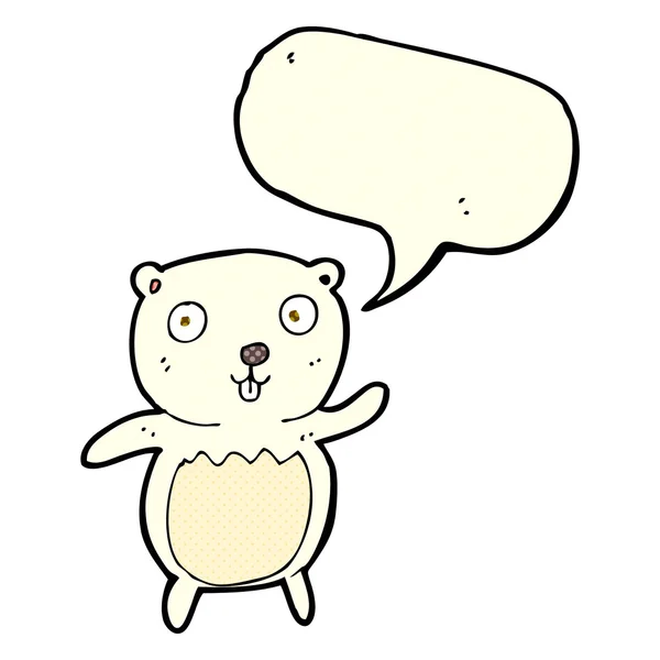 Ourson ours polaire dessin animé avec bulle de parole — Image vectorielle