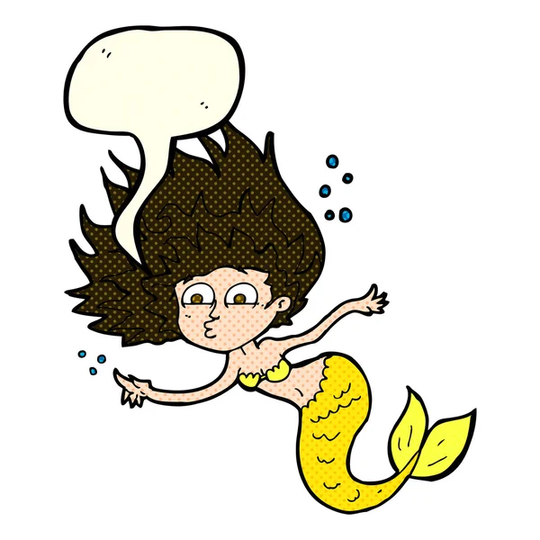 Cartoon mermaid with speech bubble — Stock Vector