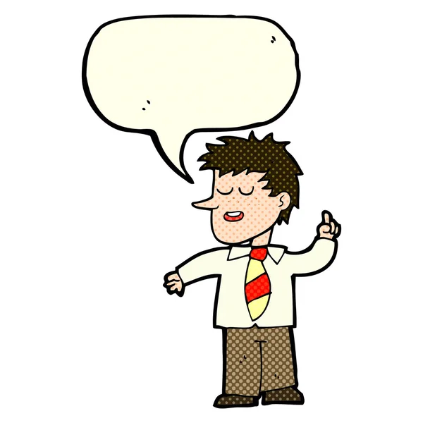 Cartoon man with good idea with speech bubble — Stock Vector