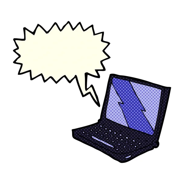 音声バブル付きの漫画のラップトップコンピュータ — ストックベクタ