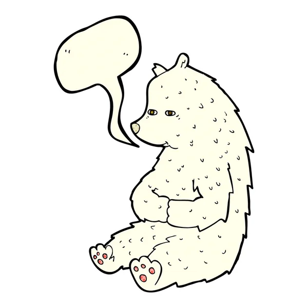 Carino orso polare cartone animato con bolla discorso — Vettoriale Stock