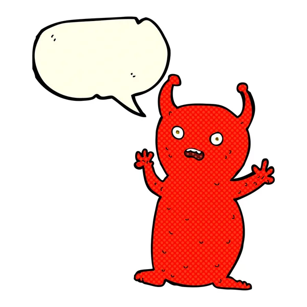 Desenho animado engraçado pequeno alienígena com bolha de fala — Vetor de Stock