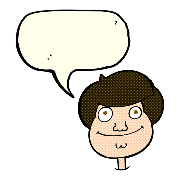 Cartoon glückliches Jungengesicht mit Sprechblase — Stockvektor