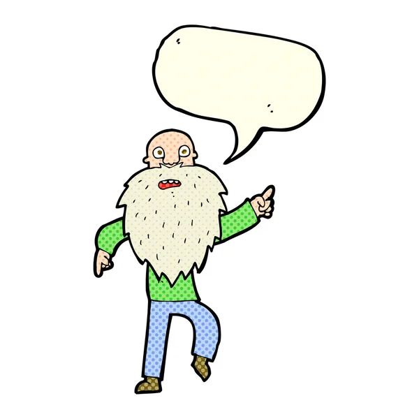 Cartoon stressed old man with speech bubble — Stock Vector
